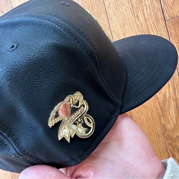 NY Yankees New Era 59 Fifty Faux Leather Black Gold American League Fitted Hat 8 - Picture 10 of 13